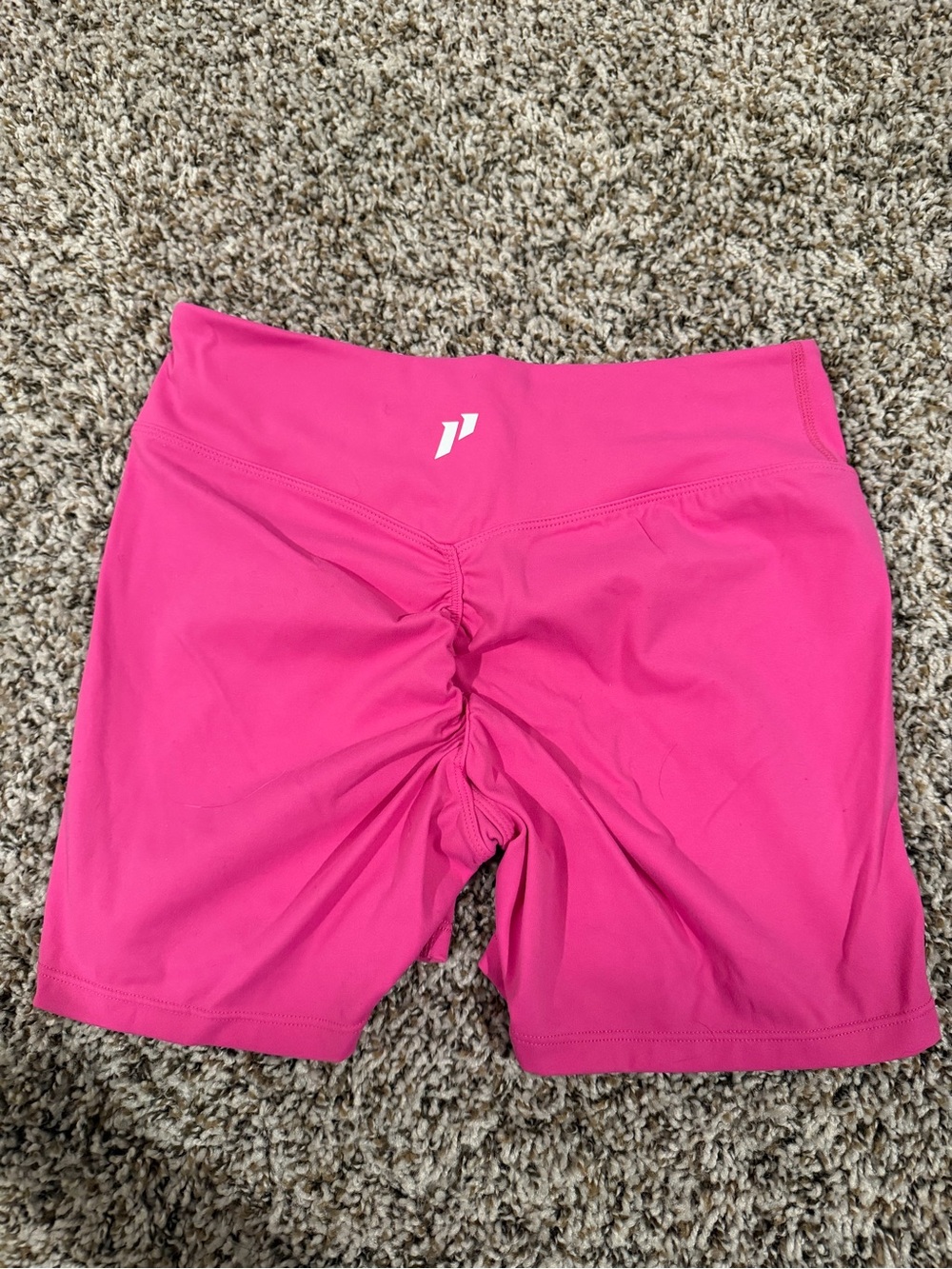 High-Waist Pink Bike Shorts with Ruched Back